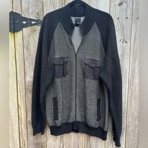 BAR III Black Gray Two Toned Full Zip Sweater with Front Pockets Men’s XXL